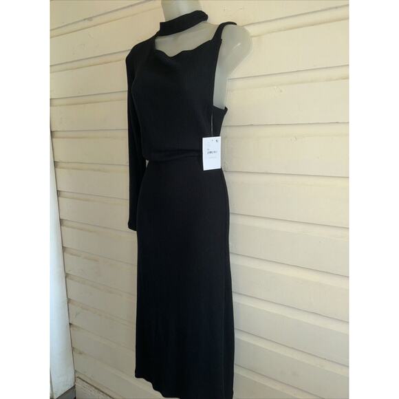 NWT LNA Free People Asymmetrical Sleeve Midi Length Dress Size M - Picture 3 of 10